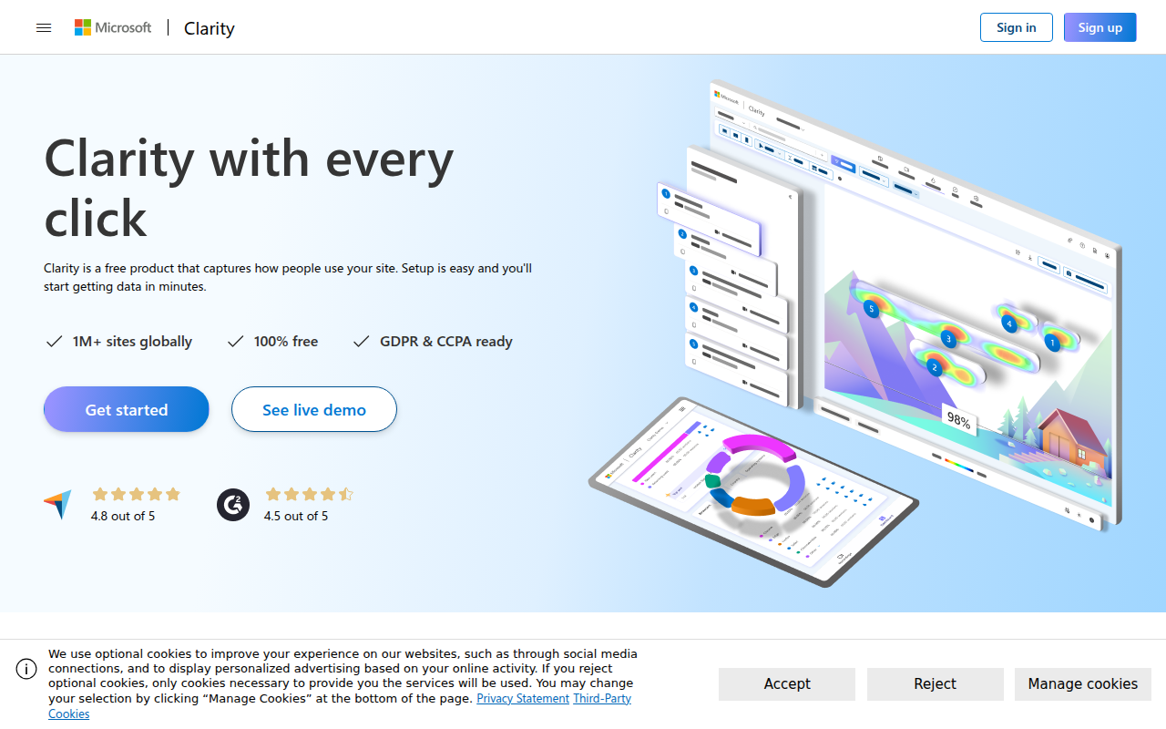 Microsoft Clarity - Free Heatmaps & Session Recordings
